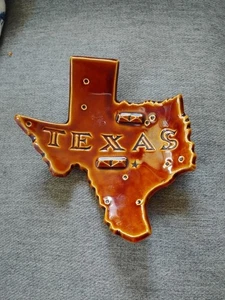 Posacenere concavo vintage a forma di Texas città sul retro ceramica made in Japan - Foto 1 di 4