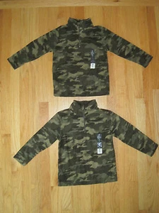 Twin boys ARMY MOSS GREEN CAMO PRINT Zip Fleece sweatshirts tops NWT 4 - Picture 1 of 4