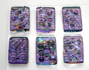 SET 6 Stck. RECHTECK DICHROITISCHES SCHMELZGLAS Anhänger (BD2) CAB HANDGEFERTIGTE MOSAIKE - Bild 1 von 4