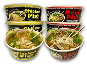 Pholicious Instant Pho Variety Pack, Vietnamese Rice Noodle Soup, 4 Count Box - Picture 1 of 14
