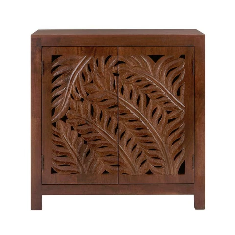 Walnut Accent Cabinet Solid Wood Palmeadow Carved Storage Home Furniture Brown Cover