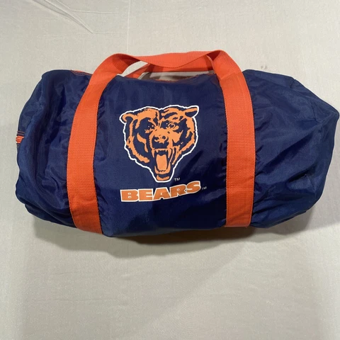 Vintage Chicago Bears Duffle Bag 20x9x8" Navy Blue Orange Zip Oval 80s 90s Cover