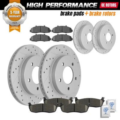 Pastillas de freno de cerámica con rotores de disco delanteros traseros 4x4 para Ford F-150 2000 2001 2002 2003 Foto 1 de 4