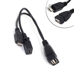 Usb One cent two Port Adapter OTG Cable For Mobile Tablet External Power Supply - Afbeelding 1 van 8