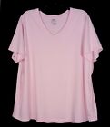 Just My Size 3X baby pink cotton jersey s/s v-neck plus size tee top 22/24W