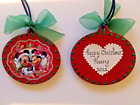 Mickie And Minnie Mouse Personalised Wooden Bauble, Christmas Tree, Decoration