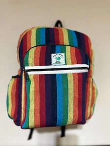 15 Zoll mittelgroßer Baumwoll- und Hanfrucksack, Himalaya-Rucksack, nepalesische Taschen - Bild 1 von 3
