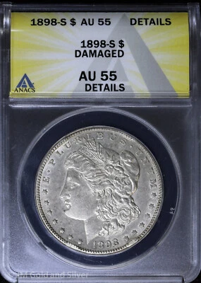 1898-S Morgan Silver Dollar ANACS AU 55 Details - Image 1 of 4