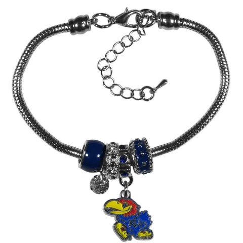 Kansas Jayhawks Euro Bead Style Bracelet [NEW] NCAA Wrist Jewelry Necklace Cover