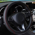 Car Steering Wheel Cover Red Black Leather Anti-slip Accessories For 15" / 38cm
