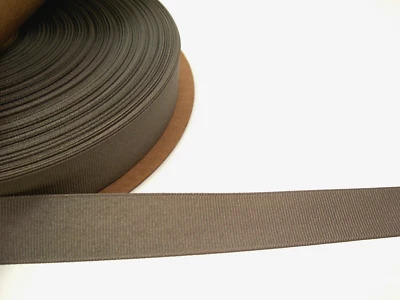 Grosgrain Ribbon 7/8 inch wide x 4 yards Light Brown Schiff Ground Grey B57 - Image 1 of 4