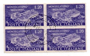 1951 Quartina Francobollo 20 Lire Montecassino (o) - Foto 1 di 1