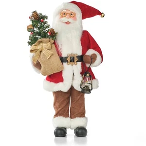 Babbo Natale statuta 50 Cm in Plastica Vestiti in Tessuto Decorazione Natalizia - Foto 1 di 6