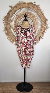 Leona Edmiston Ruby Dress Size 2 12 Yellow Butterfly Keyhole Kimono Sleeve - Picture 1 of 13