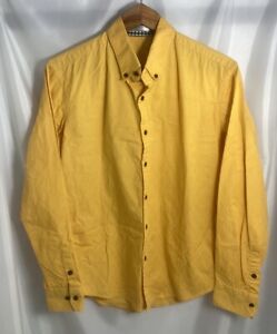 Coofandy Mens Dress Shirt Yellow Small Long Sleeve Button Diamond Print