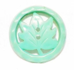 4 Vintage Green Leaf Buttons Plastic Filagree 2 Sew Thru Holes Realistic #17 - Picture 1 of 6
