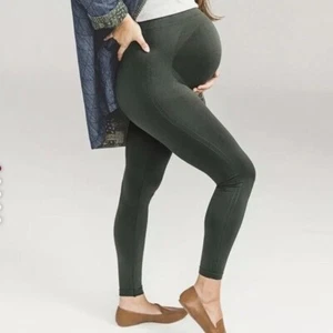 Blanqi Umstandsleggings dunkelgrün hoher Bund über dem Bauch Medium Schwangerschaft - Bild 1 von 5
