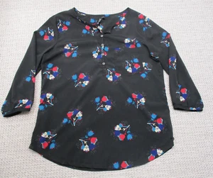 O’Neill Womens Blouse Sz Large Sheer Boho Polyester Long Sleeve Top Floral - Picture 1 of 14