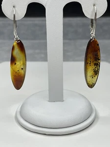 GENUINE BALTIC AMBER Earrings With 925 Sterling Silver. Transparent Amber. - Picture 1 of 9