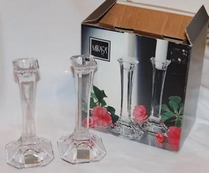 glass candlesticks Mikasa “Hyde Park”  - NIB, Set of 2, discontinued T9996/339 - Picture 1 of 6
