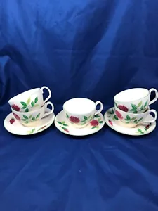 Set of JUNE ROSE 5 Cups & 3 Saucers *All have some light crazing* Maruta Japan - Picture 1 of 6