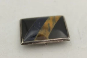 Handmade TAXCO Brooch Pendant Tiger Eye Onyx Blue Lapis inlay TL-33 - Picture 1 of 7