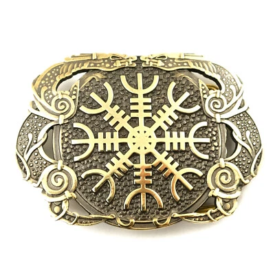 Hebilla de cinturón Helm of Awe, casco vikingo del terror antiguo nórdico escandinavo pagano Foto 1 de 4