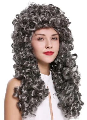 WIG ME UP Perücke Damen Herren Barock Renaissance König Edelmann lang Locken gelockt grau
