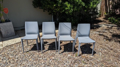Mario Bellini  Chairs, Set of 4 -Heller stackable  Gray Cover