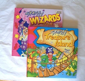 2 SPARKLY BOARD BOOKS - TREASURE ISLAND & WIZARDS TALE - Picture 1 of 12