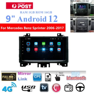 9" Android 12 1+16GB Car Stereo Radio GPS Nav For Mercedes Benz Sprinter 2006-17 - Picture 1 of 24