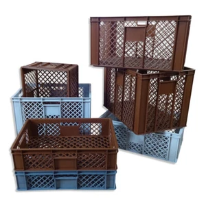 Gemüsekiste Obstkiste Gitterbox stabil Kunststoffkiste braun grau Apfelkiste - Bild 1 von 14