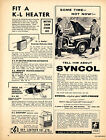 car antifreeze heater - Castrol Oils 1958 K L Heater Key Leather London Syncol Anti- Freeze advert