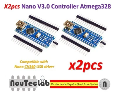 2pcs Nano V3.0 Controller Board Atmega328P Compatible Arduino Nano V3 CH340 - Immagine 1 di 4