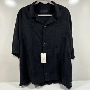 Camisa Abercrombie & Fitch Talla XL Negra Abotonada Mezcla de Lino Stumpwork Nueva con Etiquetas - Imagen 1 de 5