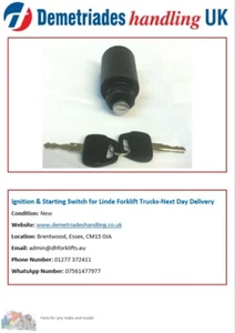 Ignition & Starting Switch for Linde Forklift Trucks- 393 Series - Picture 1 of 4