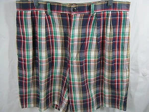 Polo Ralph Lauren Plaid Shorts Casual Golf Beach Mens Pleated Sz 34 Colorful - Picture 1 of 8