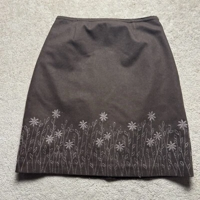NWT J JIll Wool Blend Skirt Floral Womens 8 Brown - Image 1 of 4