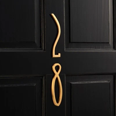 Modern Art Deco Matte Brass Gold & Chrome House Door Number Sign - Image 1 of 4