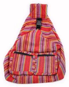 Boho Tribal Woven Backpack Colorful Hand Woven in Guatemala - Picture 1 of 2