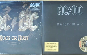 AC/DC Rock Or Bust 2-LP+CD Lenticular Cover + Back In Black LP 50th Anniv Gold - Picture 1 of 4