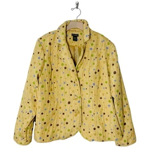 Giacca blazer vintage anni 90 ELCC a pois taglie forti 1X 16 18 giallo colletto - Foto 1 di 7