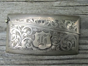 Antikes britisches Visitenkartenetui Sterlingsilber geschwungen - Bild 1 von 7