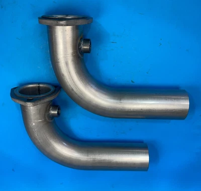 Shorty Exhaust Header Pipe Block Hugger 2.5" 14 Ga. for Chevy SBC W/02 Bungs - Image 1 of 4