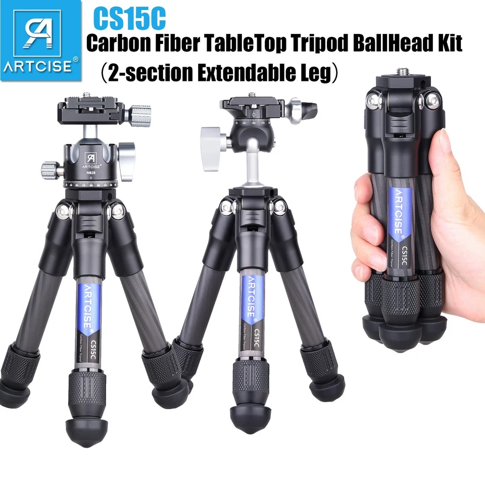 Mini Tripod Tischstativ Kohlefaser stativ mit Kugelkopf BallHead für DSLR Kamera - Bild 1 von 1