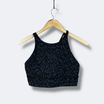 Lululemon Energy Sports Bra Womens 10 Charcoal Camo High Neck Long Line Support - Image 1 of 4