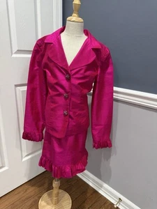 GORGEOUS Girls Size 10 Raw Silk Pageant Interview Suit Hot Pink Custom Made - Picture 1 of 5