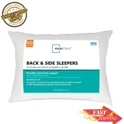 Mainstays Extra Firm Back & Side Sleeper Bed Pillow,Standard/Queen Antimicrobial - Image 1 of 4