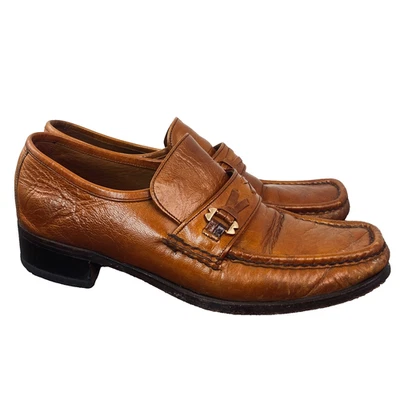 Vintage men's brown leather loafers 7.5 FLORSHEIM IMPERIAL slip on dress shoes - Image 1 of 4