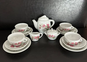 Vintage Porcelain Mini Complete 17pc Tea Set Floral Motif - Picture 1 of 6
